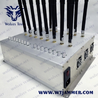 Υψηλή δύναμη διευθετήσιμη όλο Jammer 42W WIFI VHF τηλεφωνικών σημάτων κυττάρων UHF ΠΣΤ 3G 4G 5G