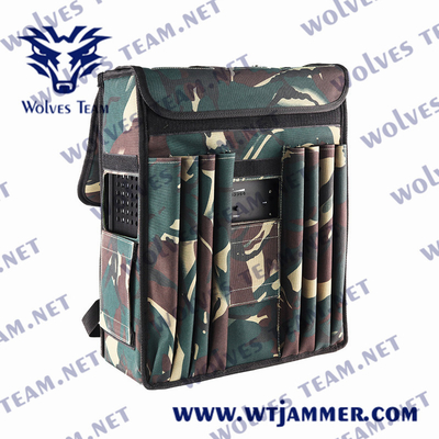 Ισχυρό σακίδιο πλάτης Cell Phone Jammer Portable UHF VHF GSM 3G DCS 4G 5G Signal Jamming Coverage 100m