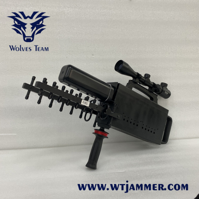 80W χειροκίνητο UAV συχνότητα Jammer 1500m-2000 μέτρα Ενσωματωμένο στην κεραία