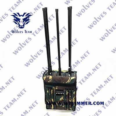 Αγορά 120W υψηλή ισχύς 20-70Mhz VHF UHF 2G 3G 4G Wifi 8 ζώνες Backpack Jammer online manufacture