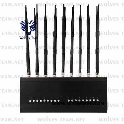 Εσωτερική 18 κεραίες επιφάνειας εργασίας GSM 3G 4G 5G Mobile Phone Jammer Lojack Απομακρυσμένος έλεγχος RF σήμα Jammer 100 μέτρα