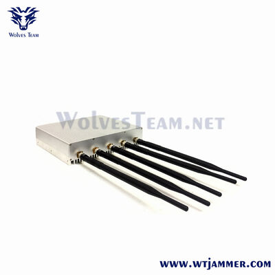 Αγορά 5 κεραίες High-Power Desktop Signal Jammer, σταθερός πλήρης ζώνης 2G / 3G / 4G WiFi GPS Blocker με RJ45 Port διαδικτυακή κατασκευή