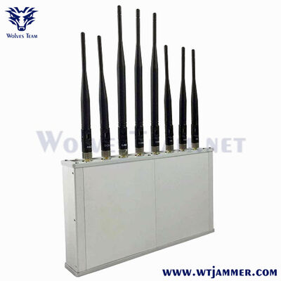 Αγορά 8 κανάλια 20W Desktop Signal Jammer, εύρος μπλοκ έως 20m για 2G/3G/4G/WiFi διαδικτυακή κατασκευή