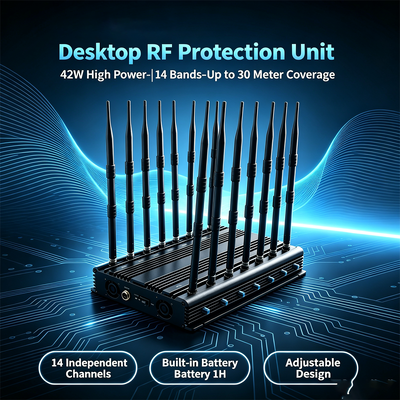 Αγορά 42W 14 κανάλια Desktop signal jammer με Omnidirectional κεραία για μπλοκάρισμα κυτταρικού σήματος διαδικτυακή κατασκευή