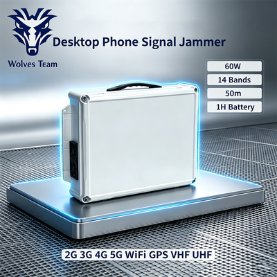 Αγορά 60W 14 Bands Desktop Signal Jammer με ενσωματωμένη μπαταρία για αποκλεισμό RF πλήρους ζώνης διαδικτυακή κατασκευή