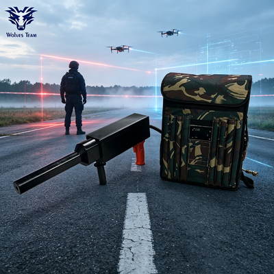 Αγορά Αντι-drone Σιγαστήρας Φορητός Τύπου Όπλου Σακιδίου IP55 Εξωτερικού Χώρου Μεγάλης Εμβέλειας Παρεμβολέας Σήματος UAV για Επιχειρήσεις Αντι-drone Περιμέτρου Πεδίου Έκτακτης Ανάγκης διαδικτυακή κατασκευή