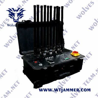 Φορητό 2500m WiFi 3.6G Jammer κηφήνων RF υψηλής δύναμης