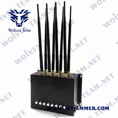 8 Jammer 30m σημάτων υπολογιστών γραφείου ΠΣΤ GSM CDMA ζωνών 16W με τον προσαρμοστή εναλλασσόμενου ρεύματος