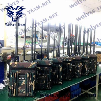 Jammer 4G 5G 150m Manpack RF σημάτων σακιδίων πλάτης GSM 80W EOD CDMA Jammer