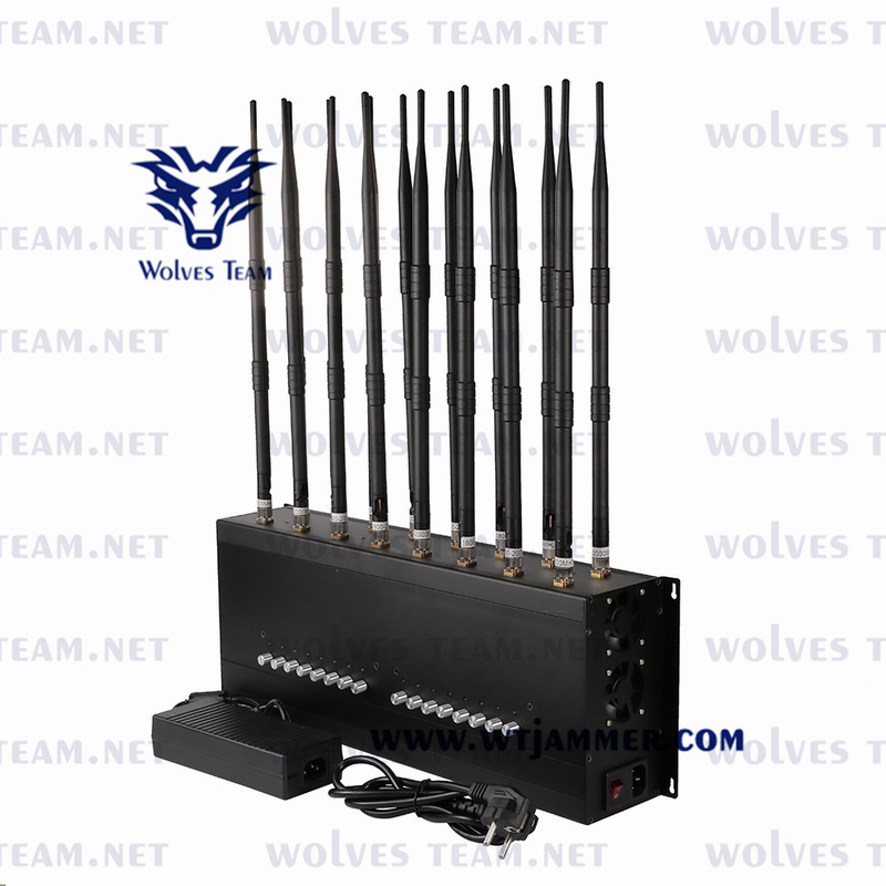 Υψηλή δύναμη διευθετήσιμη όλο Jammer 42W WIFI VHF τηλεφωνικών σημάτων κυττάρων UHF ΠΣΤ 3G 4G 5G