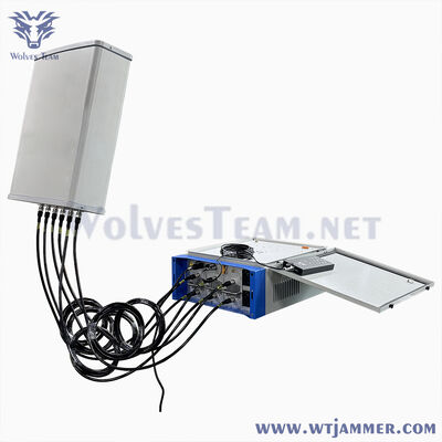Jammer σήματος πλήρους ζώνης 6 καναλιών 500W εξωτερικού χώρου, αδιάβροχο GSM 5G