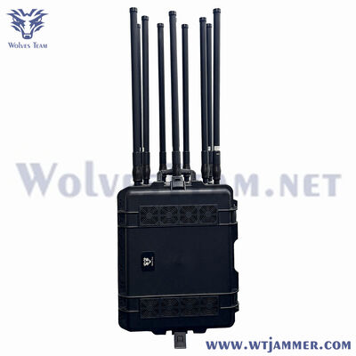 10 ζώνες 1000W High Power Trolley βαλίτσα σήμα jammer μπλοκ 2G / 3G / 4G / 5G / WiFi / GPS / UHF / VHF όλες τις συχνότητες